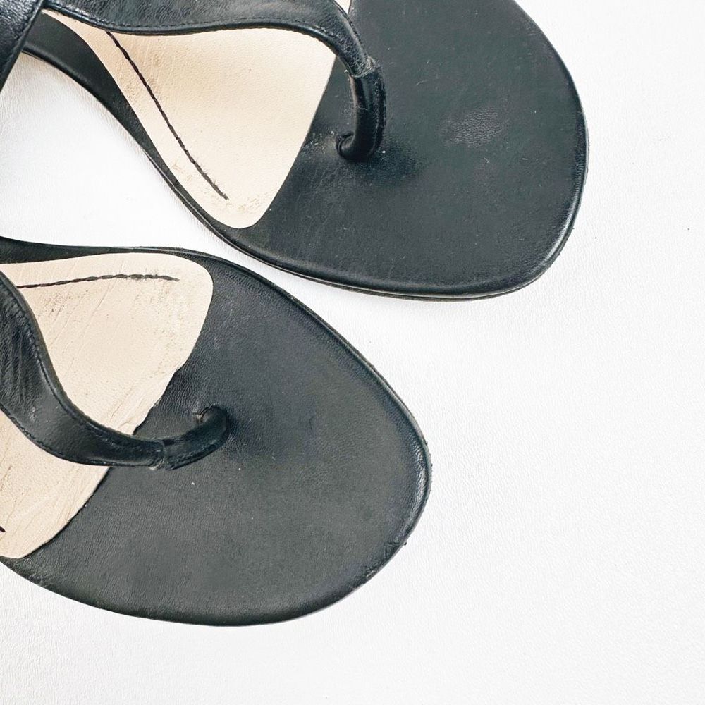 GUCCI Dionysus Black Sandal 38.5 US 8.5 Flat Flip Flop Leather T-Strap Flat GG - Picture 4 of 11